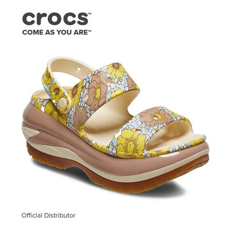 crocs mega crush vanilla/cork retro floral